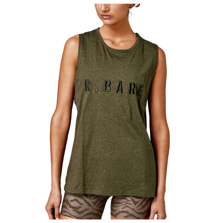 Running Bare Womens Easy Rider Muscle Tank Green 8, Green, rebel_hi-res