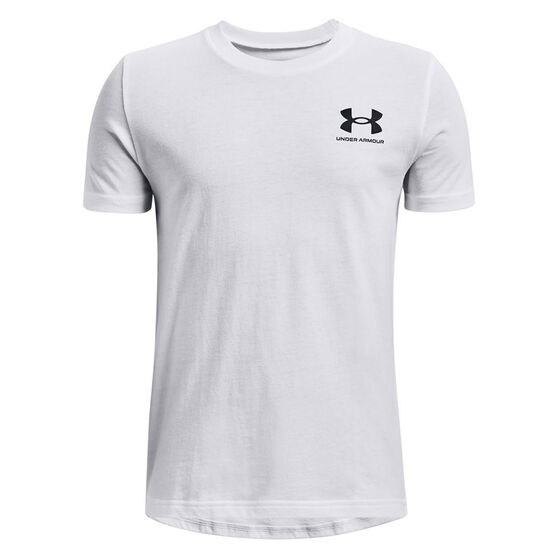 Under Armour Boys Sportstyle Left Chest Tee, White, rebel_hi-res