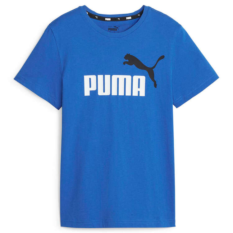 Puma Junior Kids Essential Plus 2 Logo Tee, Blue, rebel_hi-res