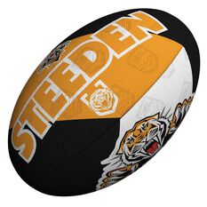 Steeden NRL Wests Tigers Supporter Rugby League Ball Black/Gold 5, , rebel_hi-res