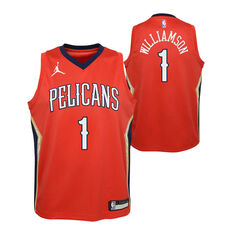 Jordan New Orleans Pelicans Zion Williamson 2020/21 Kids Statement Jersey Red S, Red, rebel_hi-res