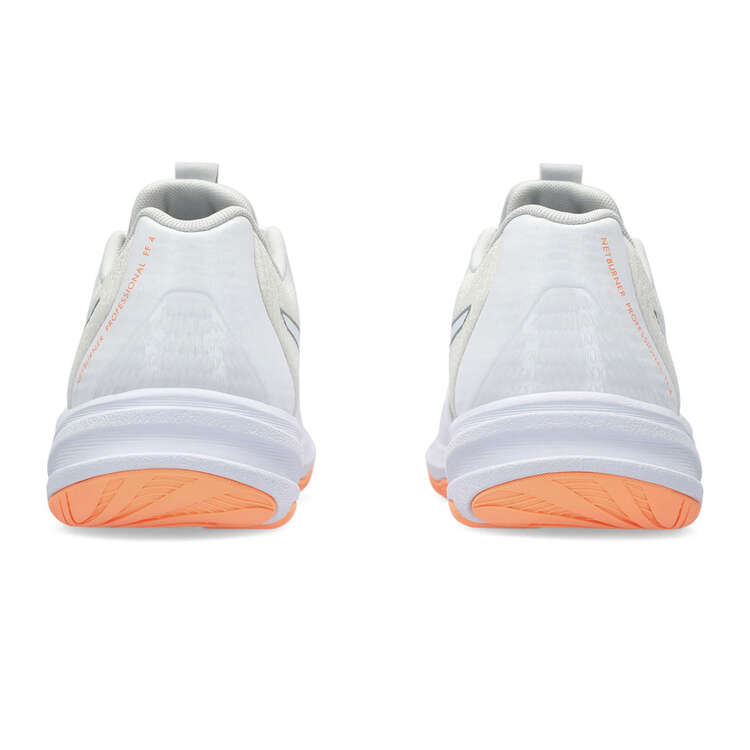Asics Netburner Professional FF 4 Womens Netball Shoes, White/Orange, rebel_hi-res