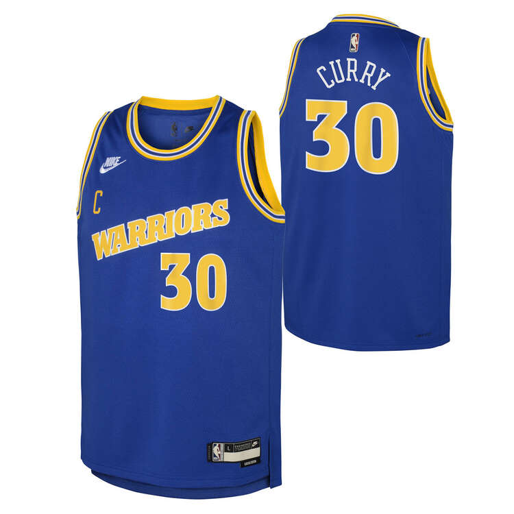 Golden State Warriors Steph Curry 22/23 Hardwood Classic Kids Jersey Blue  XL