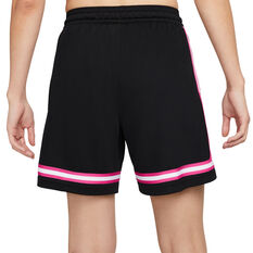 Nike Womens Fly Crossover Basketball Shorts, Black/Pink, rebel_hi-res