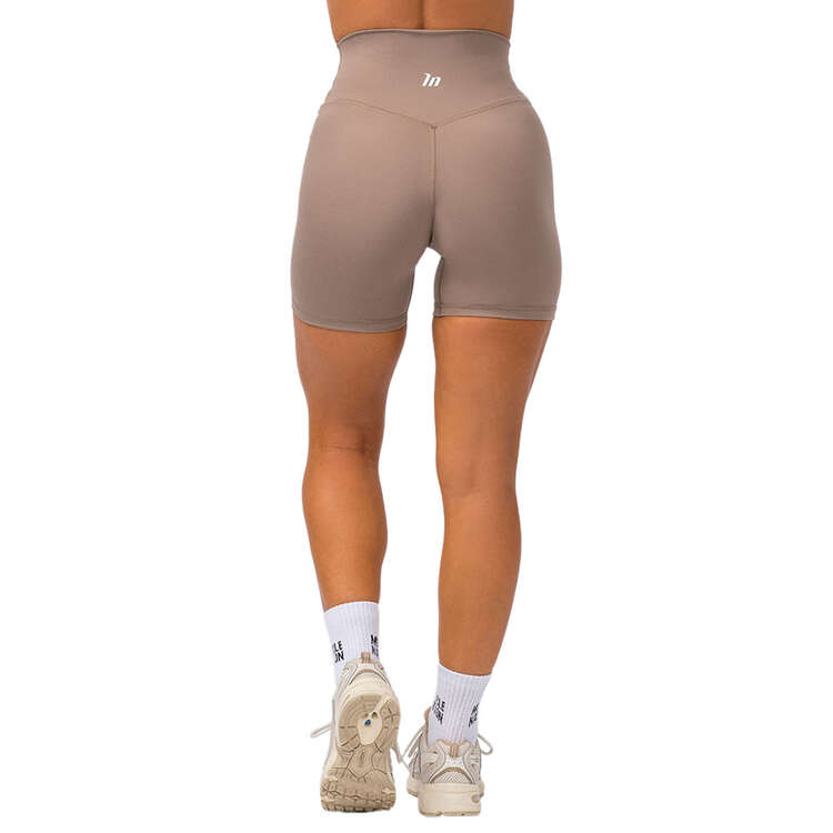 Muscle Nation Womens Zero Rise Everyday Bike Shorts, Brown, rebel_hi-res