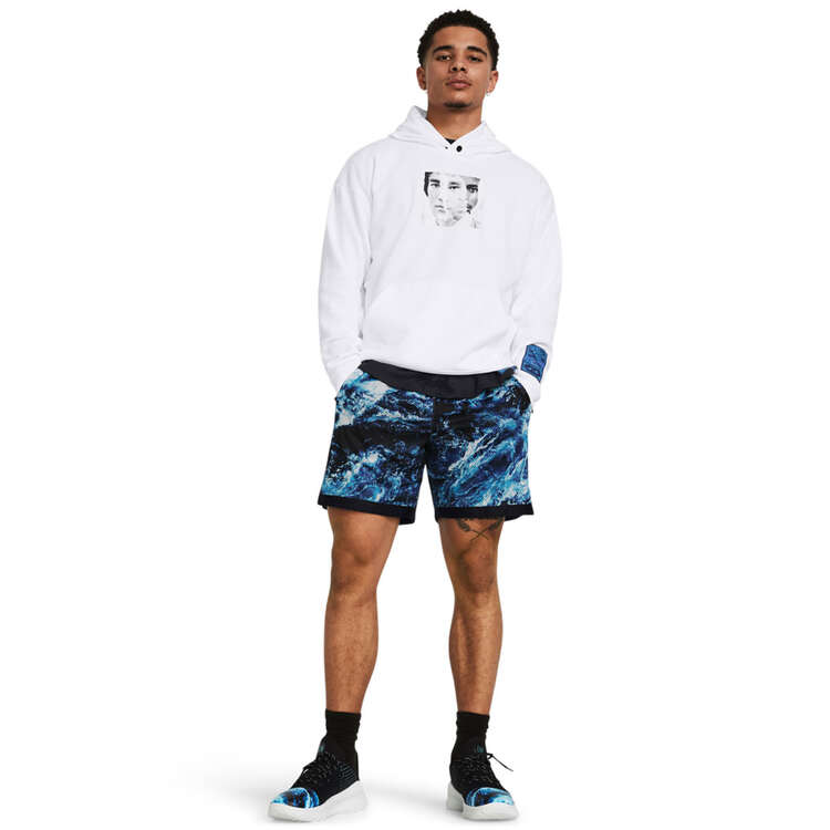 Under Armour Mens Curry Bruce Lee Be Water Mesh Basketball Shorts, Blue, rebel_hi-res