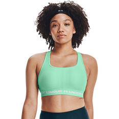 Under Armour Womens Mid Crossback Sports Bra Green XS, Green, rebel_hi-res