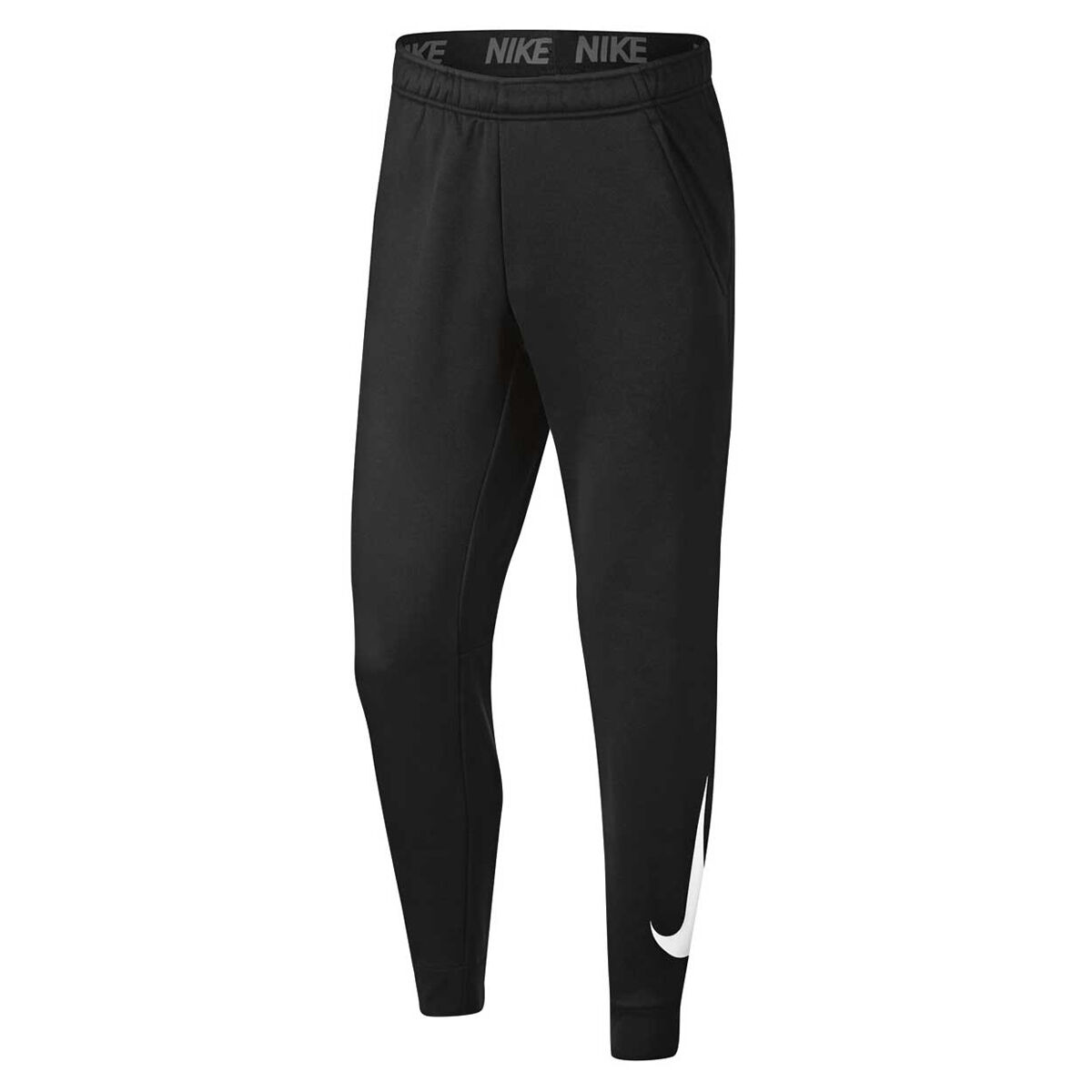 nike training therma tapered swoosh joggers in black