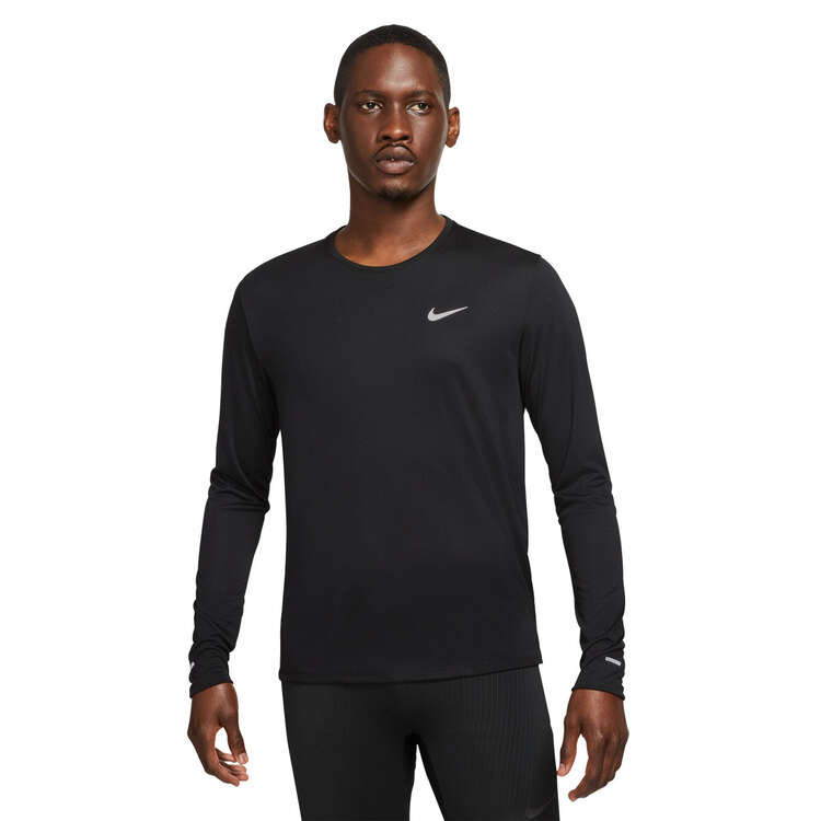 Nike Mens Dri-FIT Miler Long Sleeve Running Top, Black, rebel_hi-res