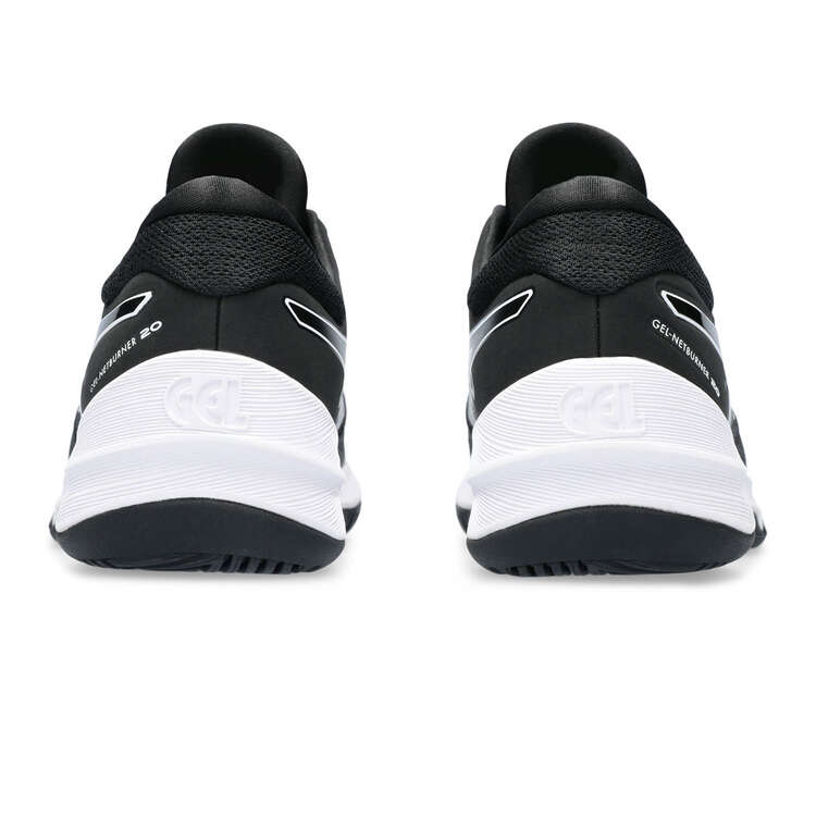 Asics GEL Netburner 20 D Womens Netball Shoes, Black/White, rebel_hi-res