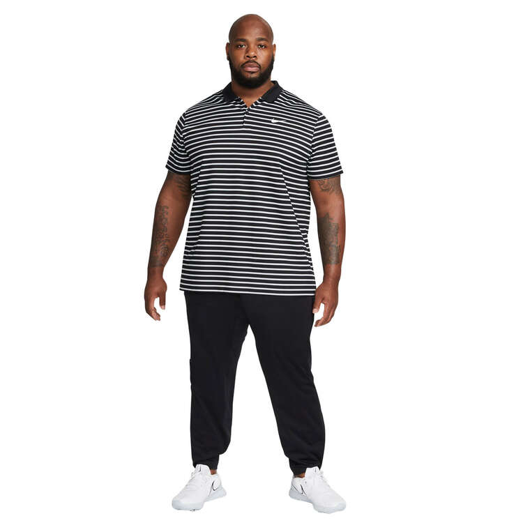 Nike Mens Dri-FIT Victory Striped Golf Polo, Black/White, rebel_hi-res