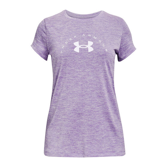Under Armour Girls Tech Twist Arch Tee, Lilac, rebel_hi-res