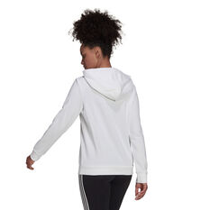 adidas Womens Essentials Relaxed Logo Hoodie, White, rebel_hi-res