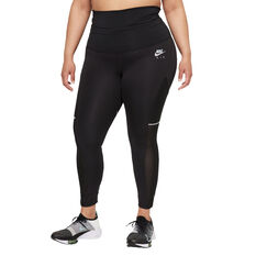 Nike Air Womens Dri-FIT Fold Over Waist 7/8 Tights Black XS, Black, rebel_hi-res