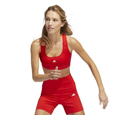 adidas Womens Powerreact Training Medium Support Sports Bra, Red, rebel_hi-res