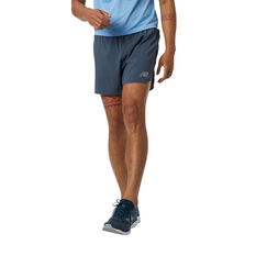 New Balance Mens Printed Impact Run 5 inch Shorts, Blue, rebel_hi-res