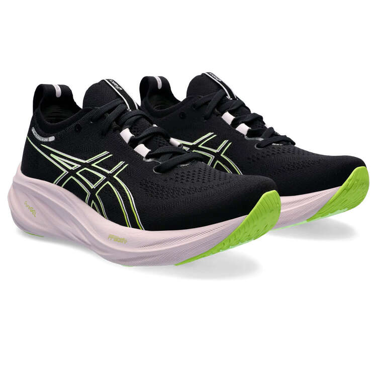Asics GEL Nimbus 26 Womens Running Shoes, Black/Green, rebel_hi-res