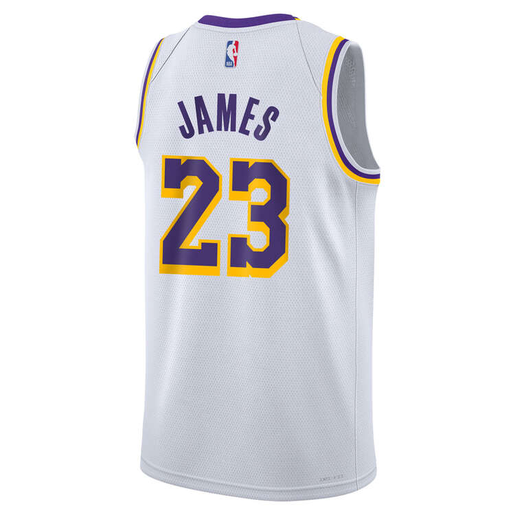 Nike Youth Los Angeles Lakers LeBron James 2023/24 Association Basketball Jersey White S, White, rebel_hi-res