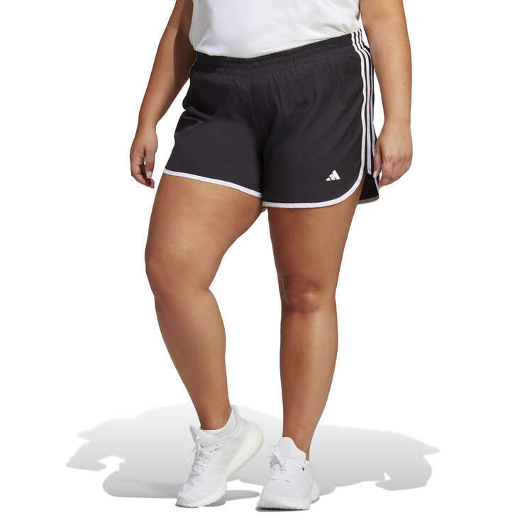 adidas Womens Marathon 20 Running Shorts Black/White 1X, , rebel_hi-res