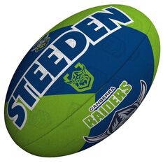 Steeden NRL Canberra Raiders 11 Inch Supporter Rugby League Ball Green/Blue 11 Inch, , rebel_hi-res
