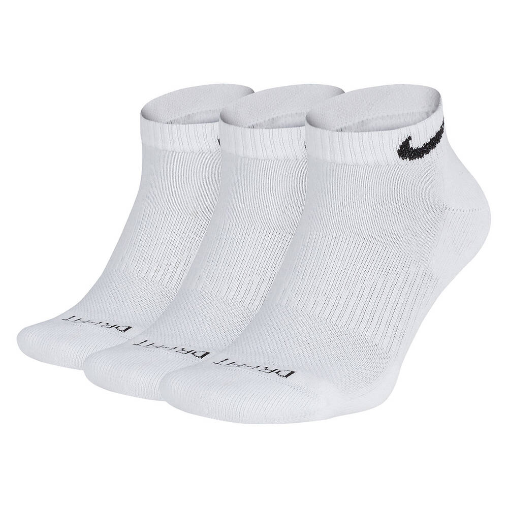 Nike Unisex Cushion Low Cut 3 Socks White M - 5Y - 7Y/WMN 6 - 6-8 Rebel Sport