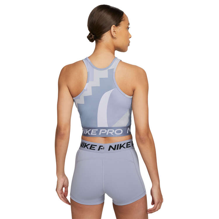 Nike Pro Womens Dri-FIT Cropped Training Tank Purple XS, Purple, rebel_hi-res