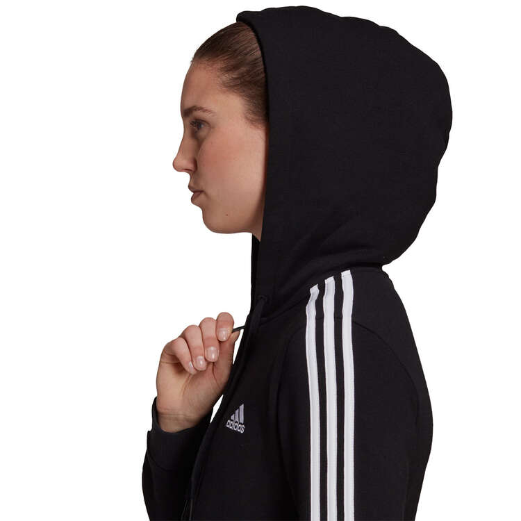 adidas Womens Essentials Fleece 3-Stripes Hoodie, Black, rebel_hi-res