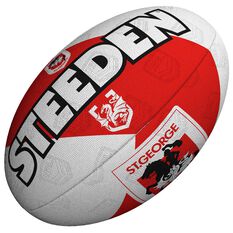 Steeden NRL St George Illawarra Dragons Supporter Rugby League Ball White/Red 5, , rebel_hi-res