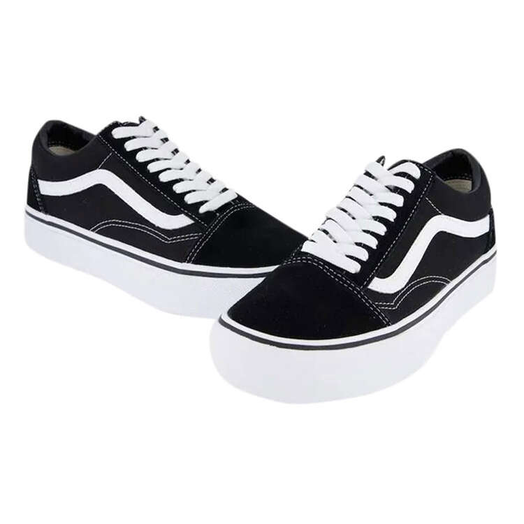 Vans Old Skool Platform Casual Shoes, Black/White, rebel_hi-res