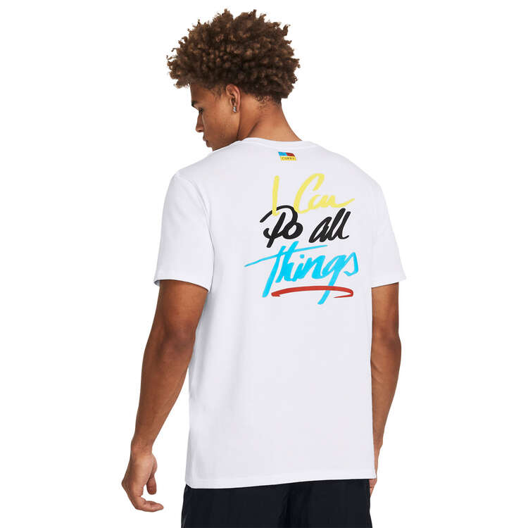 Under Armour Mens Curry ICDAT Heavyweight Tee White XS, White, rebel_hi-res