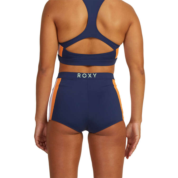 Roxy Womens Lakana Active Shorty Swim Bottom Grey/Orange XS, Grey/Orange, rebel_hi-res
