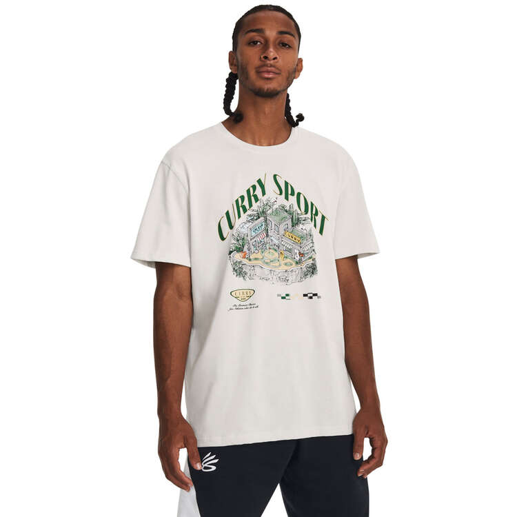 Under Armour Mens Curry Heavyweight Tee, White, rebel_hi-res