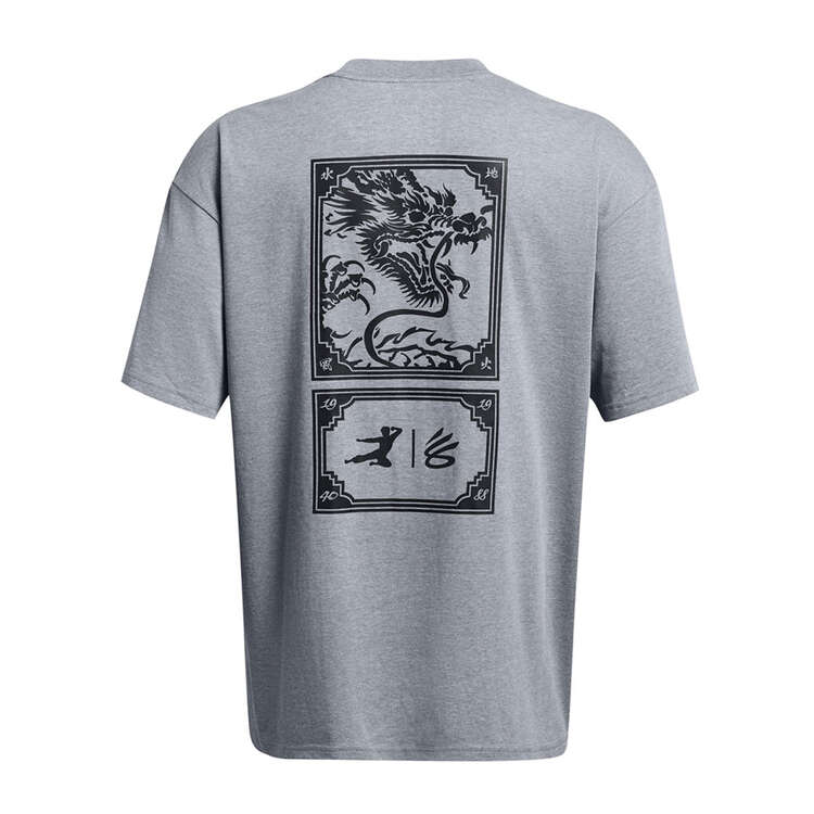 Under Armour Mens Curry Bruce Lee Elements Basketball Tee, Grey, rebel_hi-res