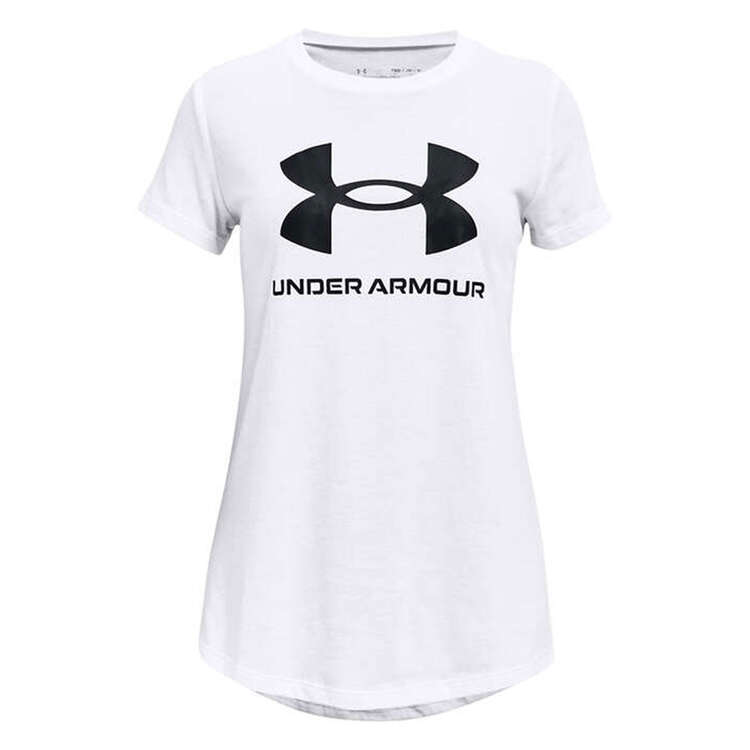 Under Armour Girls Live Sportstyle Graphic Tee, White, rebel_hi-res
