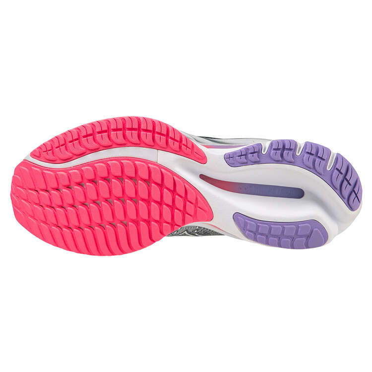 Mizuno Wave Rider 27 D Womens Running Shoes, Grey/Purple, rebel_hi-res