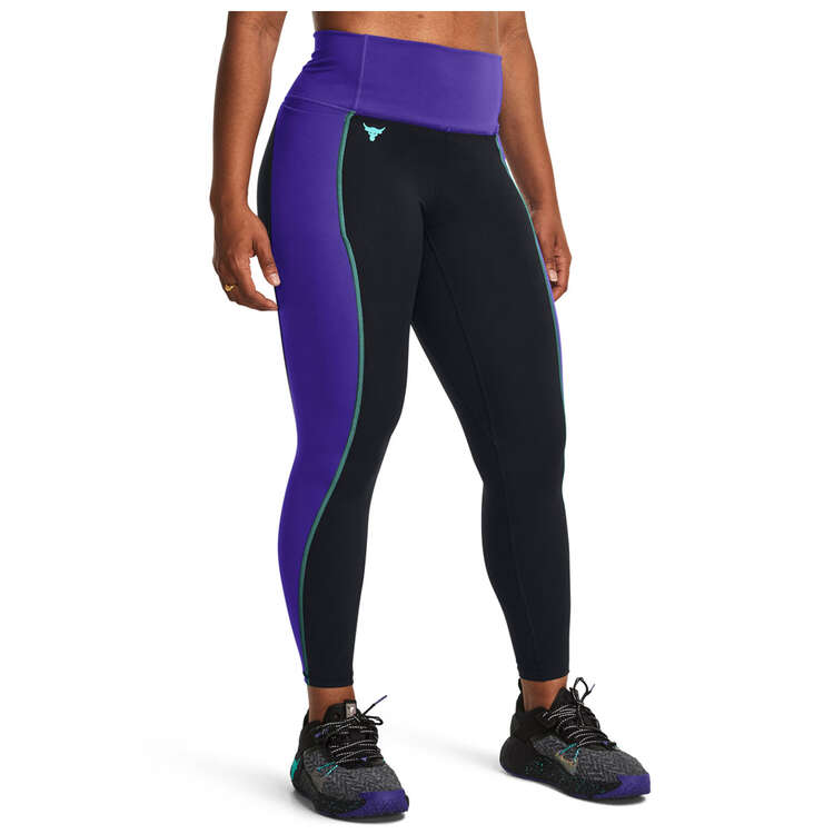 Under Armour Womens Project Rock LFG Colourblock Ankle Length Tights, Black, rebel_hi-res