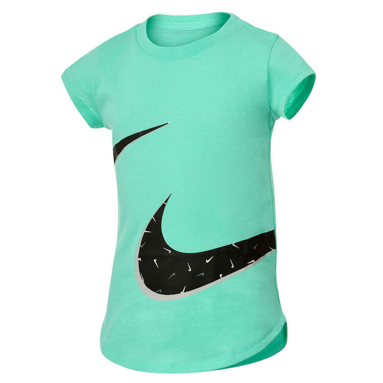 Nike Junior Girls Swooshfetti Logo Tee Emerald 4, Emerald, rebel_hi-res