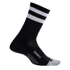 Feetures Elite Light Crew Socks Black / White M, Black / White, rebel_hi-res