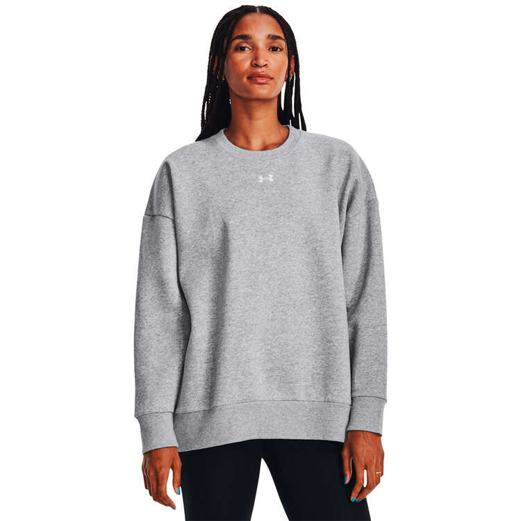 Under Armour Womens UA Rival Fleece Oversized Sweatshirt Grey XS, Grey, rebel_hi-res