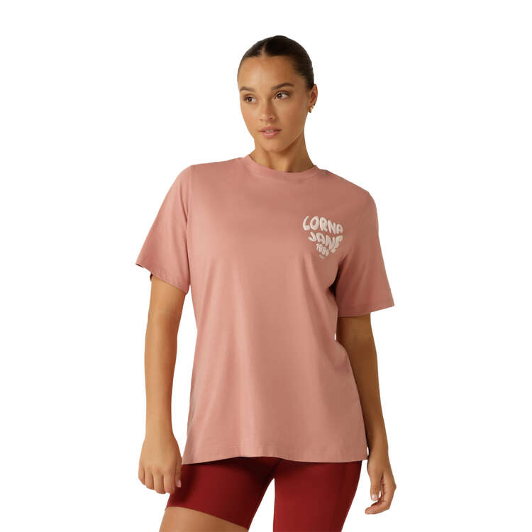 Lorna Jane Womens Never Give Up Relaxed Tee Peach XS, Peach, rebel_hi-res