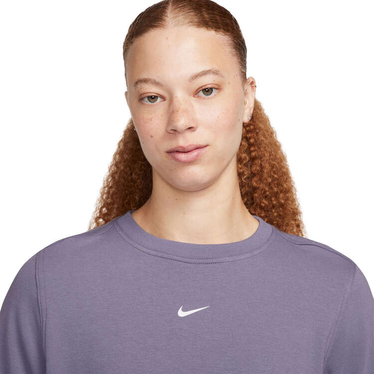 Nike One Womens Dri-FIT French Terry Sweatshirt, Purple, rebel_hi-res