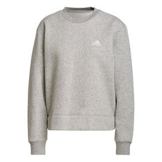 adidas Womens Essentials Small Logo Fleece Cropped Sweatshirt, Grey, rebel_hi-res