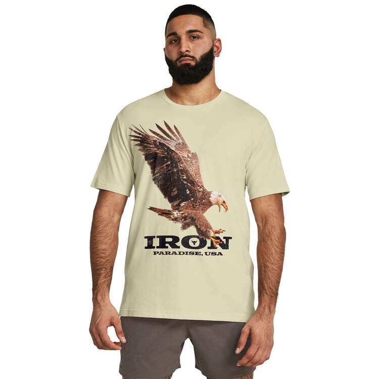Under Armour Project Rock Mens Eagle Graphic Tee, White, rebel_hi-res