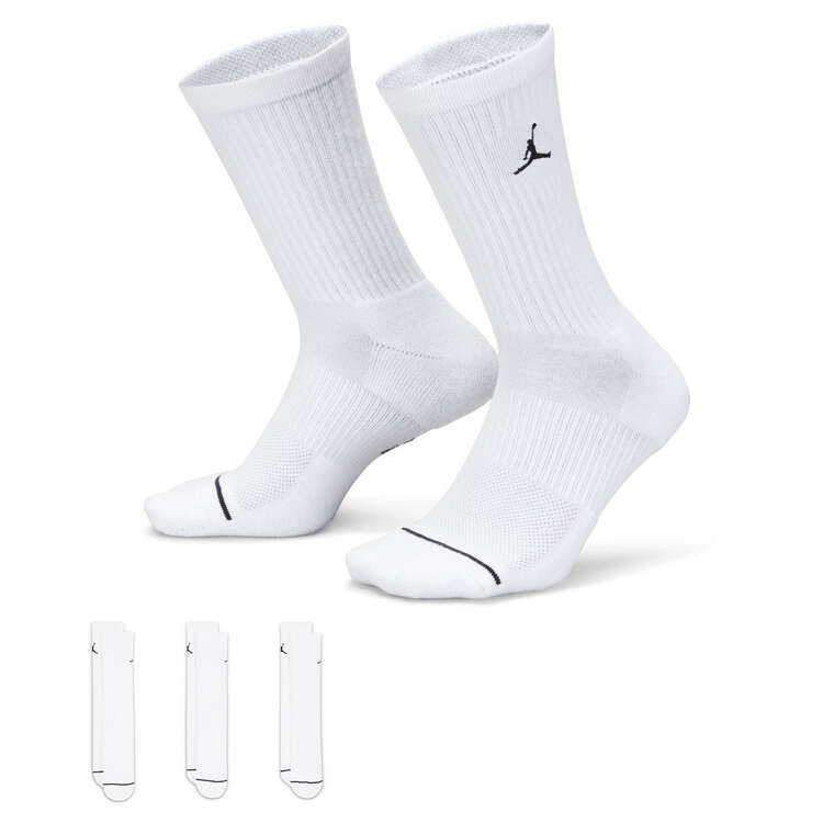 Jordan Everyday Crew Socks 3 Pack White M, White, rebel_hi-res