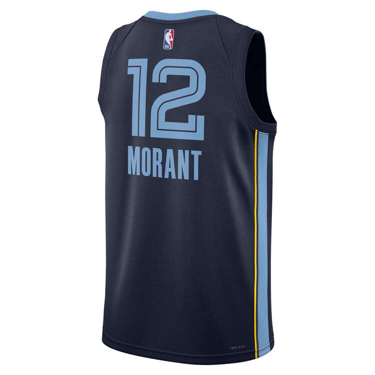 Memphis Grizzlies Ja Morant Mens Icon Edition 2023/24 Basketball Jersey Navy S, Navy, rebel_hi-res