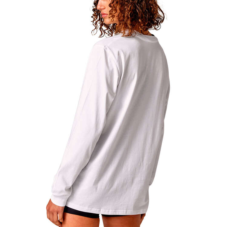 Running Bare Womens Hollywood 2.0 90s Long Sleeve Relax Tee, White, rebel_hi-res