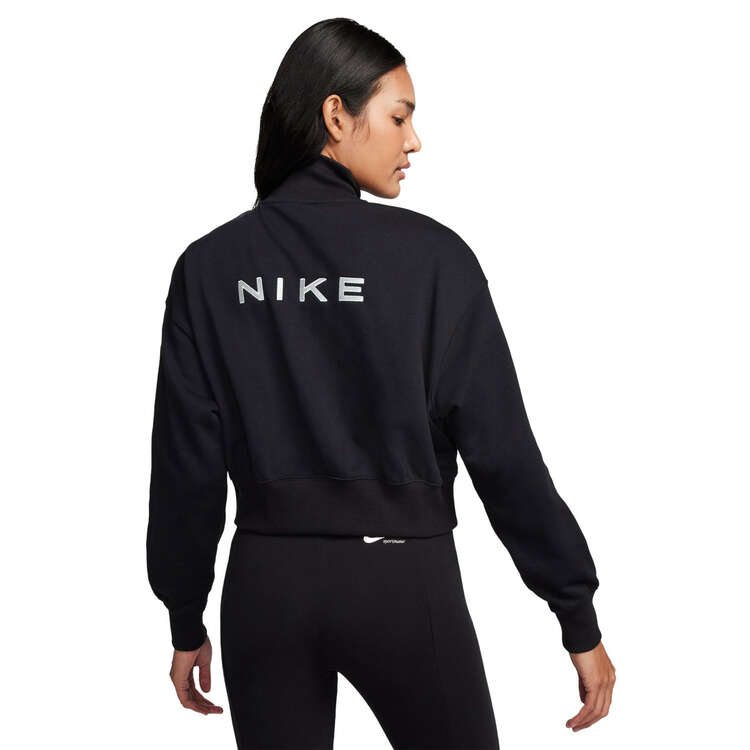 Nike Womens Sportswear Oversized 1/2 Zip Crop Fleece Sweatshirt Black XS, Black, rebel_hi-res