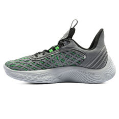 Under Armour Curry 9 Talking Trash GS Kids Basketball Shoes Grey/Silver US 4, Grey/Silver, rebel_hi-res