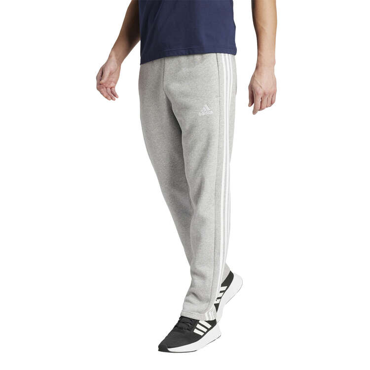 adidas Mens Essentials Fleece Open Hem 3-Stripes Pants Grey XXS, Grey, rebel_hi-res