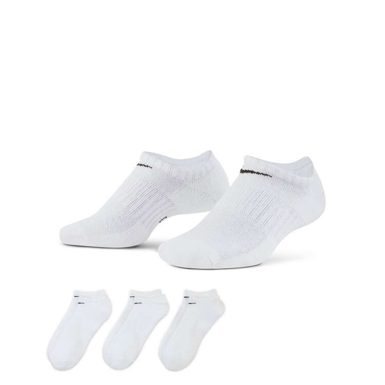 Nike Unisex Cushioned No Show 3 Pack Socks White L - WMN 10-13/MEN 8-12, White, rebel_hi-res